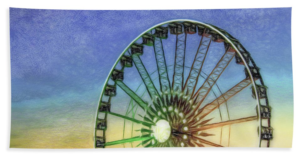 967x500 Colored Pencil Drawing Detail And Silhouette Of Ferris Wheel Wi - Ferris Wheel Drawing