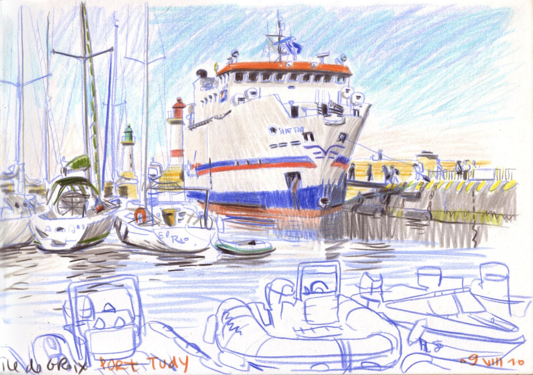 Ferry Boat Drawing at PaintingValley.com | Explore collection of Ferry ...