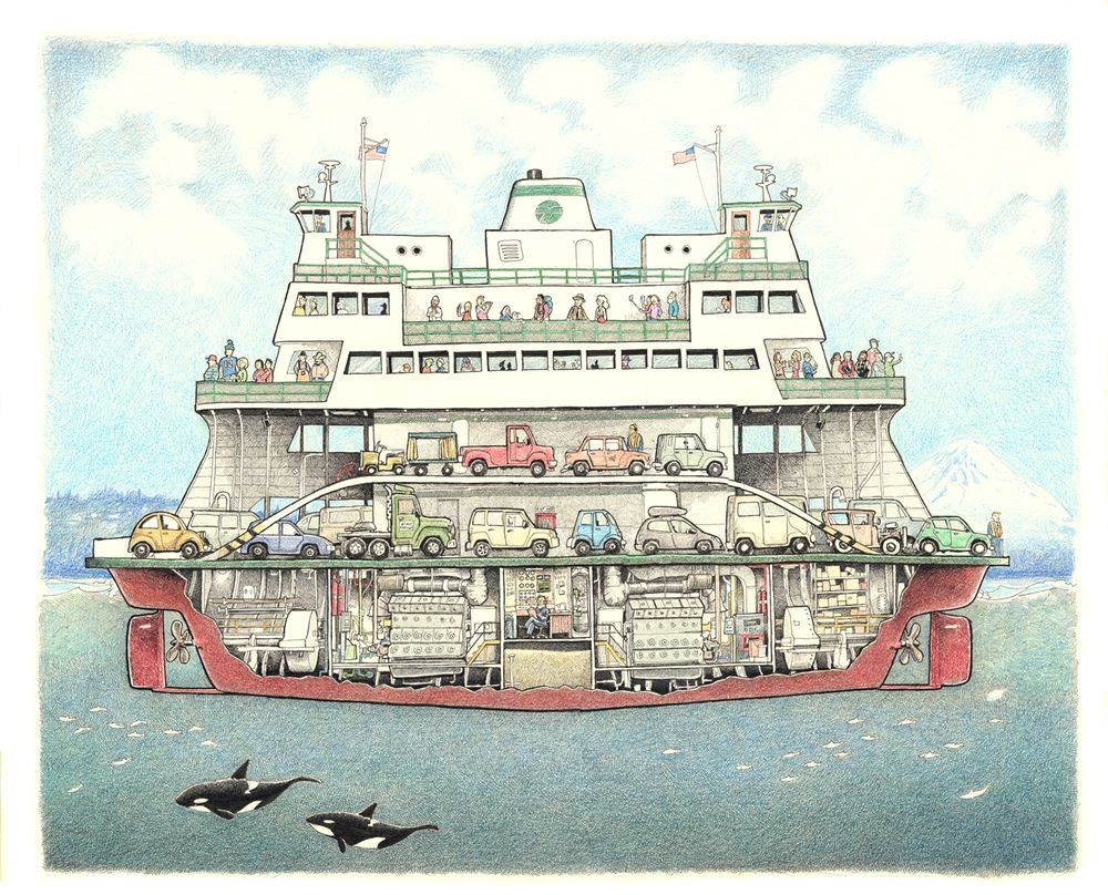 1000x808 Washington State Ferry X - Ferry Boat Drawing