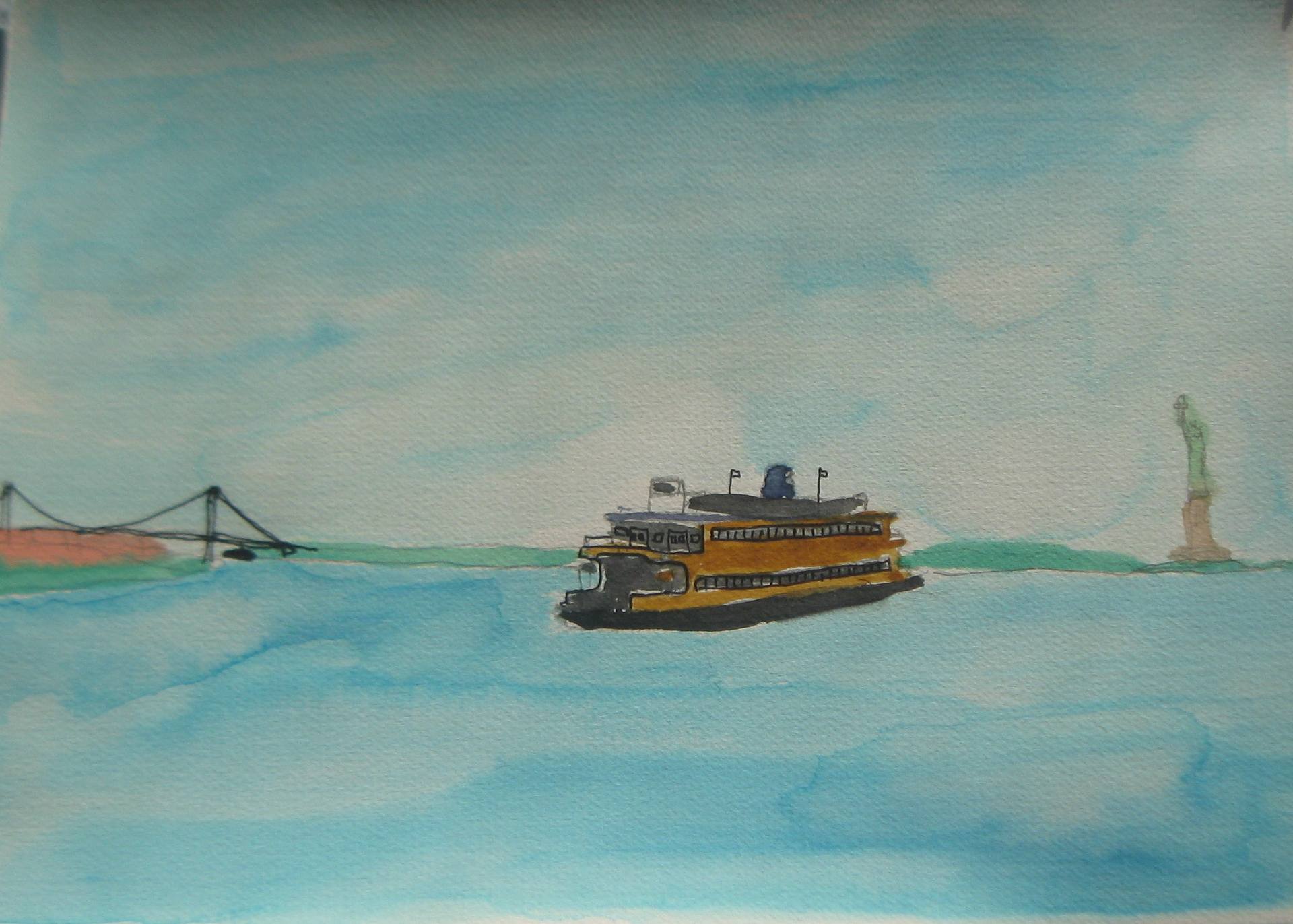 1920x1372 staten island ferry in new york harbor drawing - Ferry Drawing