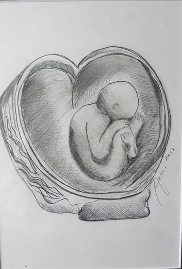 375x553 studies of the fetus in the womb drawing - Fetus Drawing