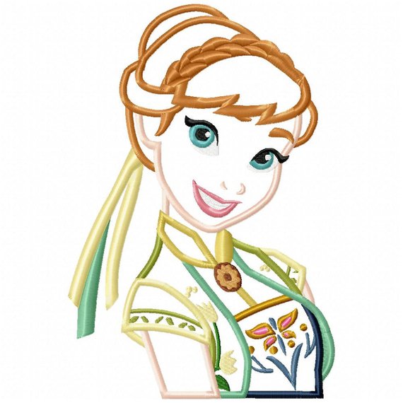 570x570 frozen fever anna applique embroidery design instant etsy - Fever Drawing