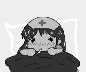 300x250 Cute Nurse Have Fever Drawing - Fever Drawing
