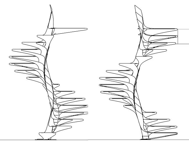 650x500 design concept for a spiral staircase made of fiberglass - Fiberglass Drawing