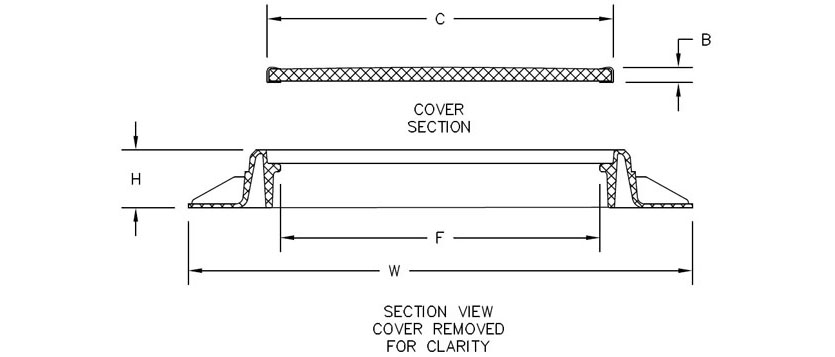 835x357 fiberglass lockable manhole covers - Fiberglass Drawing