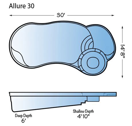 460x440 allure fiberglass pool line drawing from signature pools - Fiberglass Drawing