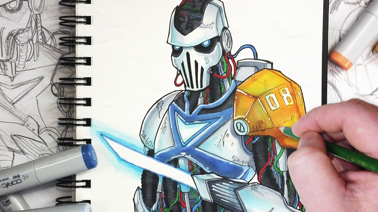 1280x720 let's draw a sci fi robot - Fiction Drawing