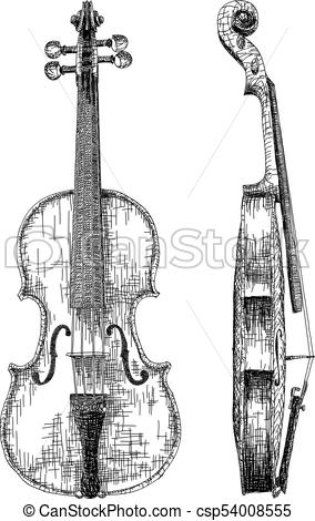 284x470 vector illustration drawing of violin vector graphic arts sketch - Fiddle Drawing