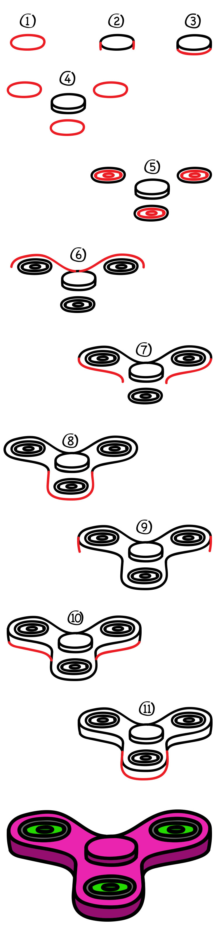 750x3187 how to draw a fidget spinner - Fidget Spinner Drawing