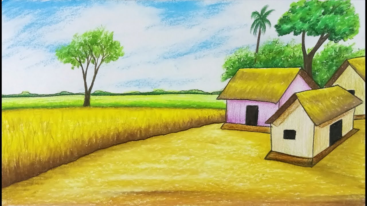 1280x720 How To Draw Scenerylandscape Of Crops Field With Color Step - Field Drawing