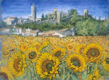 375x275 Sunflower Fields Near Pals Drawing - Field Drawing