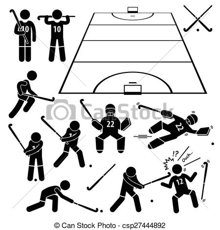 450x470 field hockey player cliparts a set of stickman representing - Field Hockey Drawings