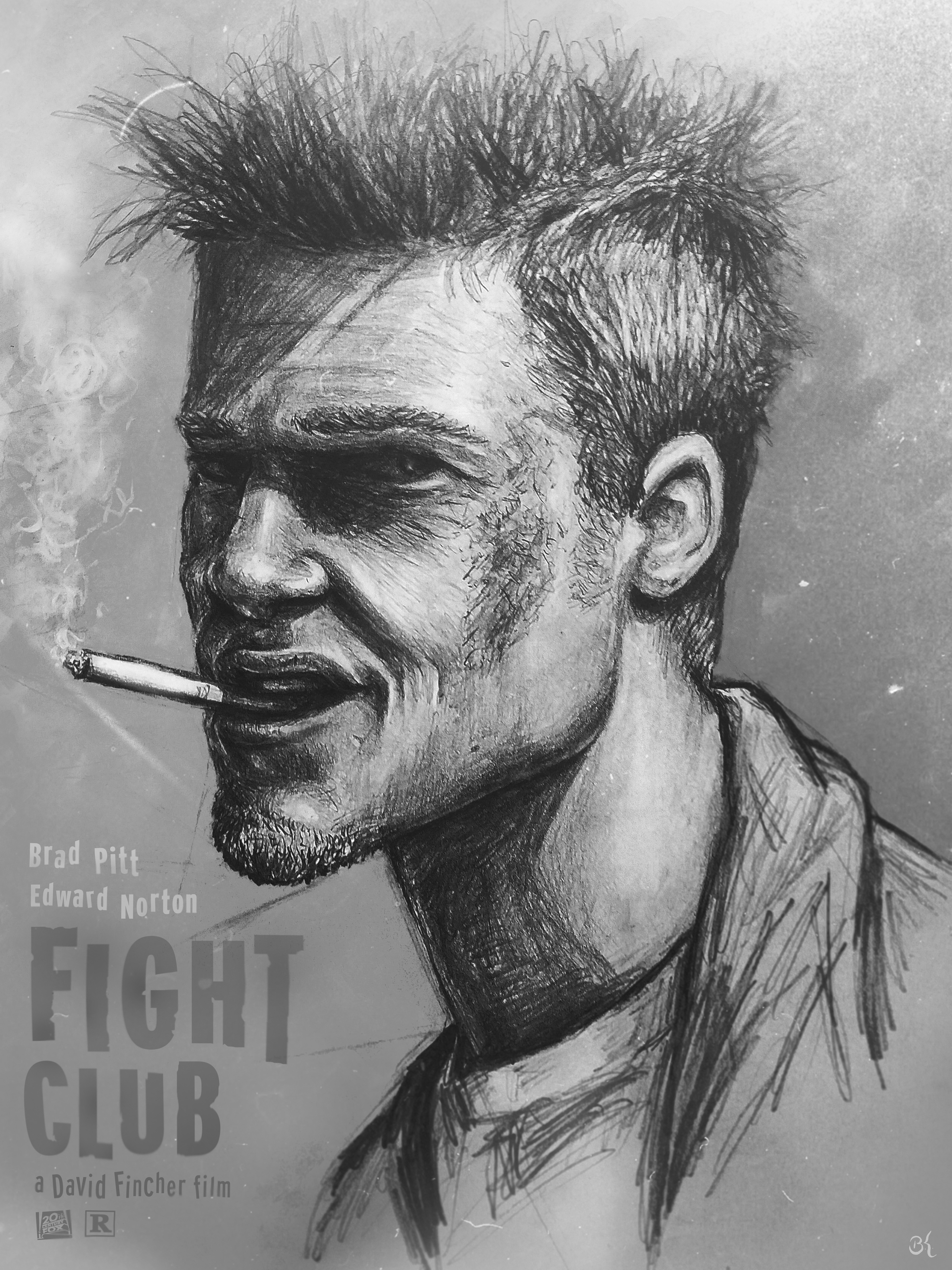 3840x5120 fight club movie poster on behance - Fight Club Drawing