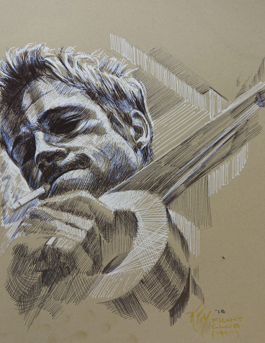 850x1100 fight club ink drawing - Fight Club Drawing