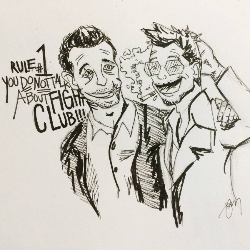 850x850 li st a drawing of tyler durden and the narrator from fight club - Fight Club Drawing