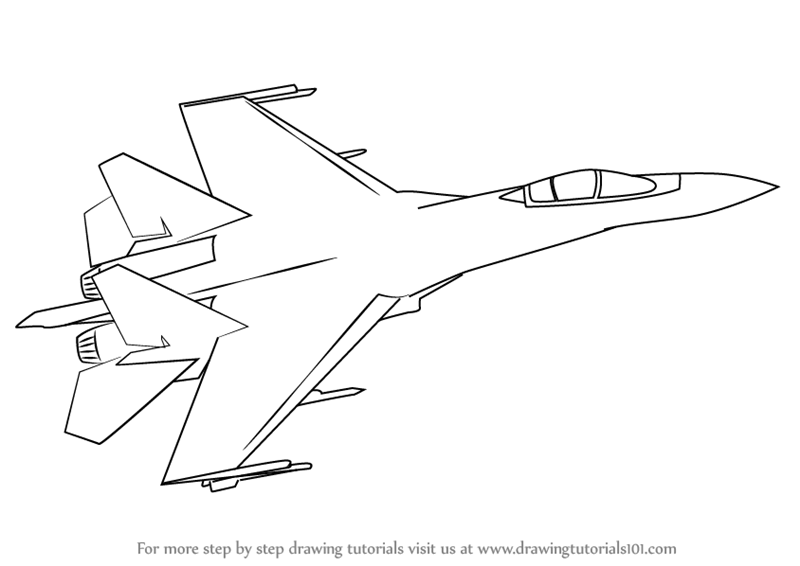 800x566 Learn How To Draw Sukhoi Su - Fighter Jet Drawing