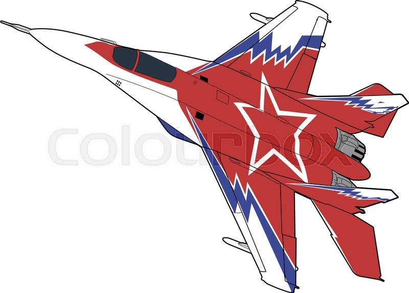 800x574 Landing Of Russian Jet Fighter Stock Vector Colourbox - Fighter Plane Drawing