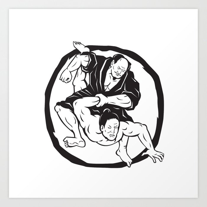 700x700 samurai jiu jitsu judo fighting drawing art print - Fighting Drawing
