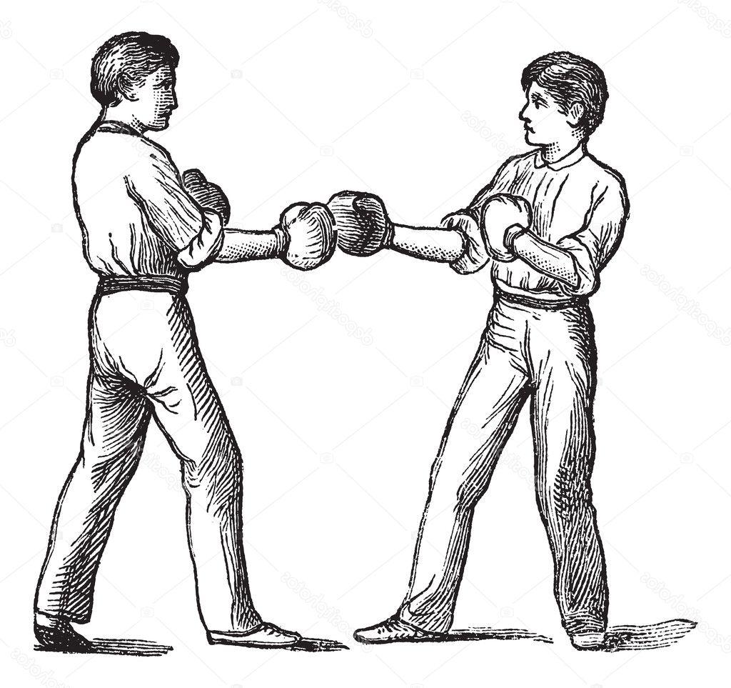1024x963 best free stock illustration two boxers in fighting drawing - Fighting Drawing