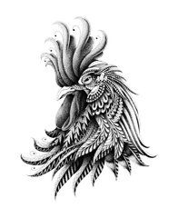 196x240 rooster fighting drawing - Fighting Rooster Drawings