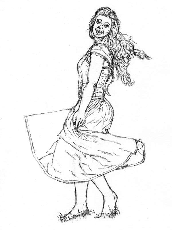 600x800 How To Draw A Woman In A Dress Spinning Around Let's Draw People - Figure Drawing With Clothes
