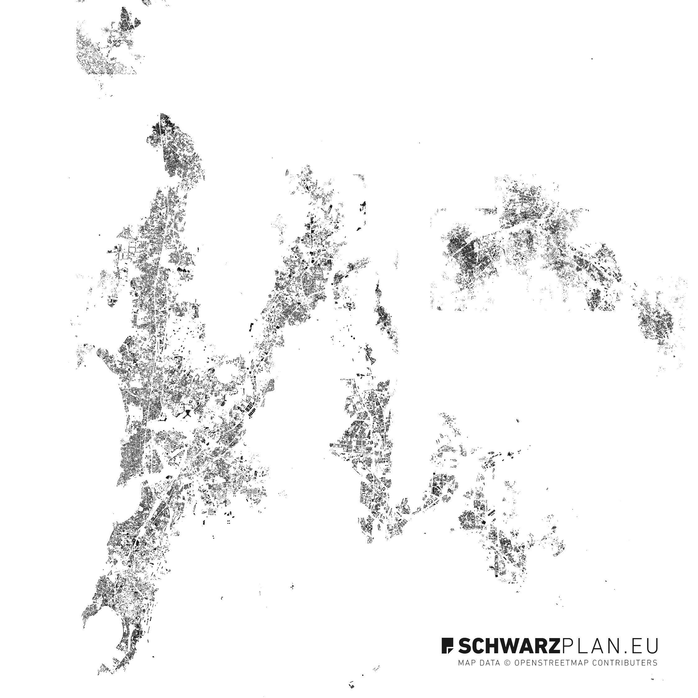 2248x2248 Site Plan Figure Ground Plan Of Mumbai For Download As Pdf - Figure Ground Drawing Architecture