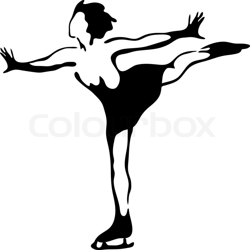 800x800 Figure Skating Linear Drawing In Stock Vector Colourbox - Figure Skating Drawing
