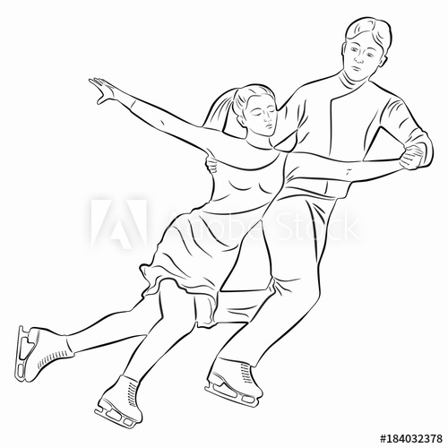 500x500 Illustration Of Figure Skating Couple Vector Draw - Figure Skating Drawing