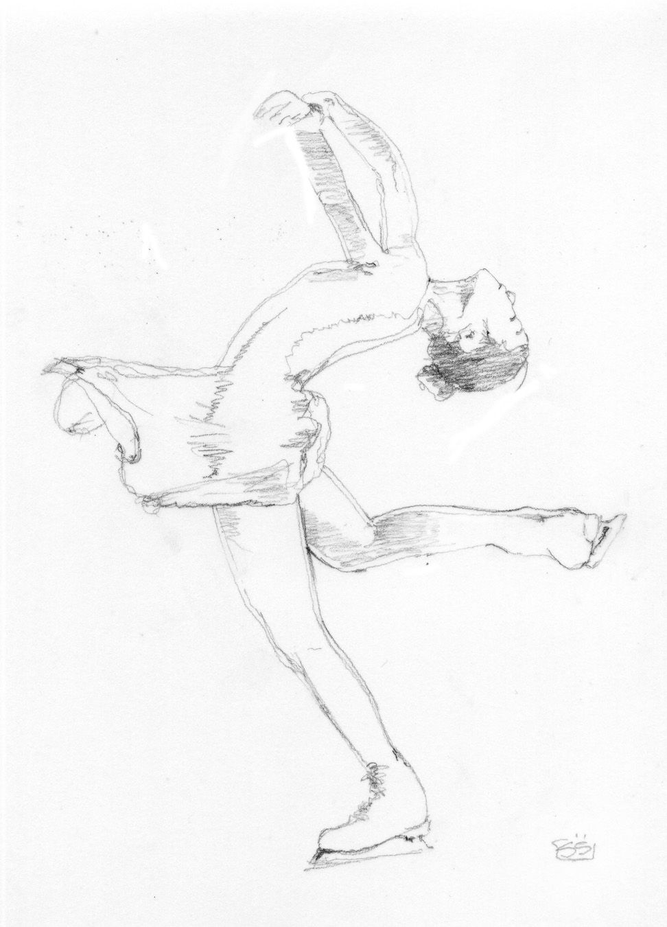 972x1350 Beautiful Skater Sketch I Think This Is Yuna Kim But I'm Not Sure - Figure Skating Drawing
