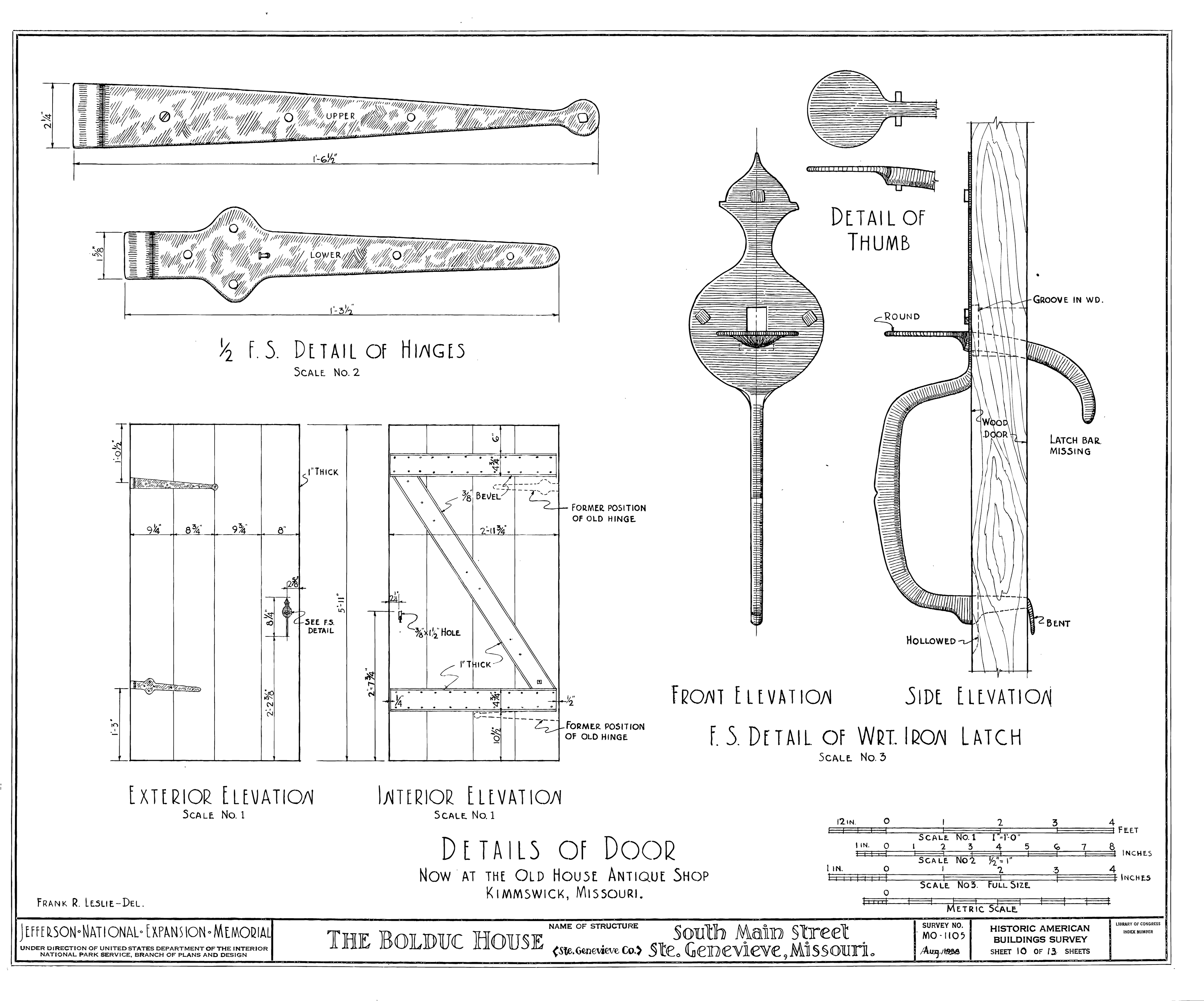 3300x2743 filedrawing of door and latch details in the bolduc house in ste - File Drawing