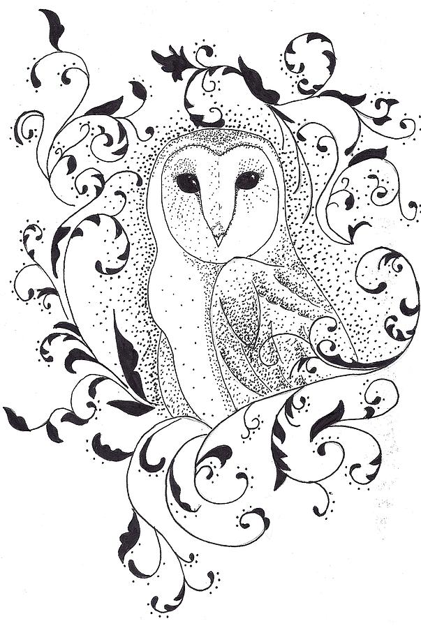 603x900 owl in filigree drawing - Filigree Drawing