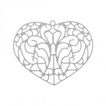 370x370 Silver Filigree Heart Pendant Mampj Trimming - Filigree Heart Drawing