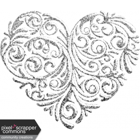 456x456 Silver Filigree Heart Graphic - Filigree Heart Drawing
