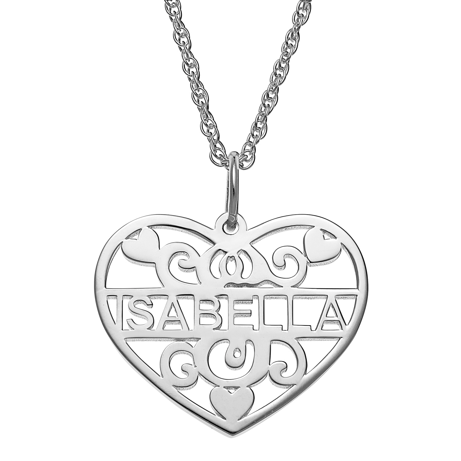 1500x1500 Sterling Silver Filigree Heart With Name Necklace - Filigree Heart Drawing