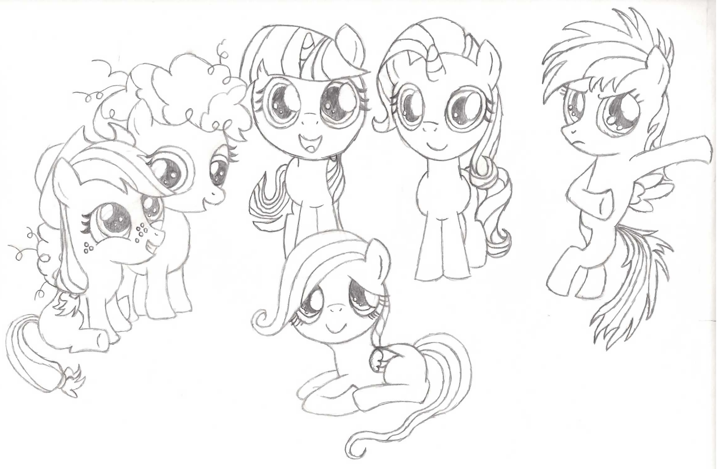 2298x1505 mane six drawing - Filly Drawing