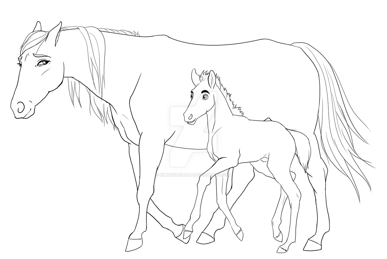 1280x857 mare lineart filly for free download - Filly Drawing