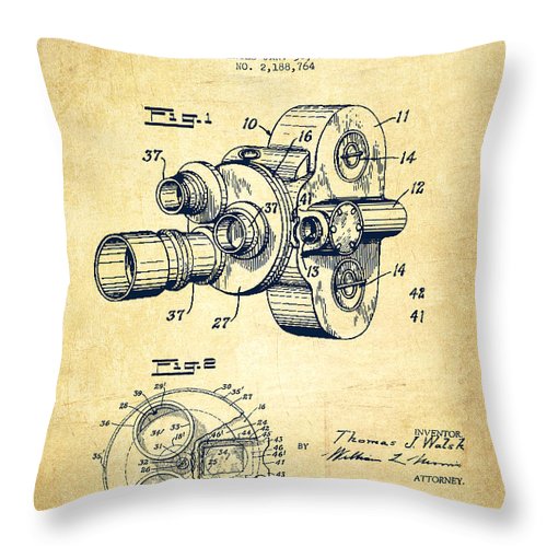 500x500 Film Camera Patent Drawing From Throw Pillow For Sale - Film Camera Drawing