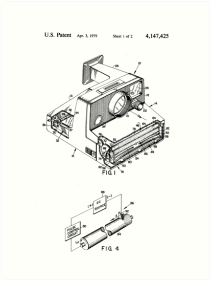 413x549 retro vintage polaroid film camera patent drawing art prints - Film Camera Drawing