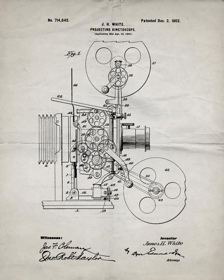 450x563 vintage film projector patent print industrialprints - Film Projector Drawing
