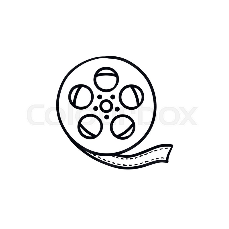 800x800 cinema camera reel hand drawn outline stock vector colourbox - Film Reel Drawing