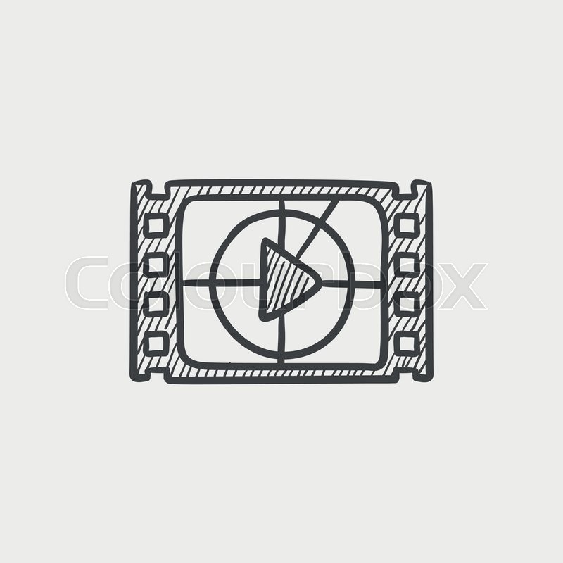 800x800 film strip with play button sketch stock vector colourbox - Film Strip Drawing