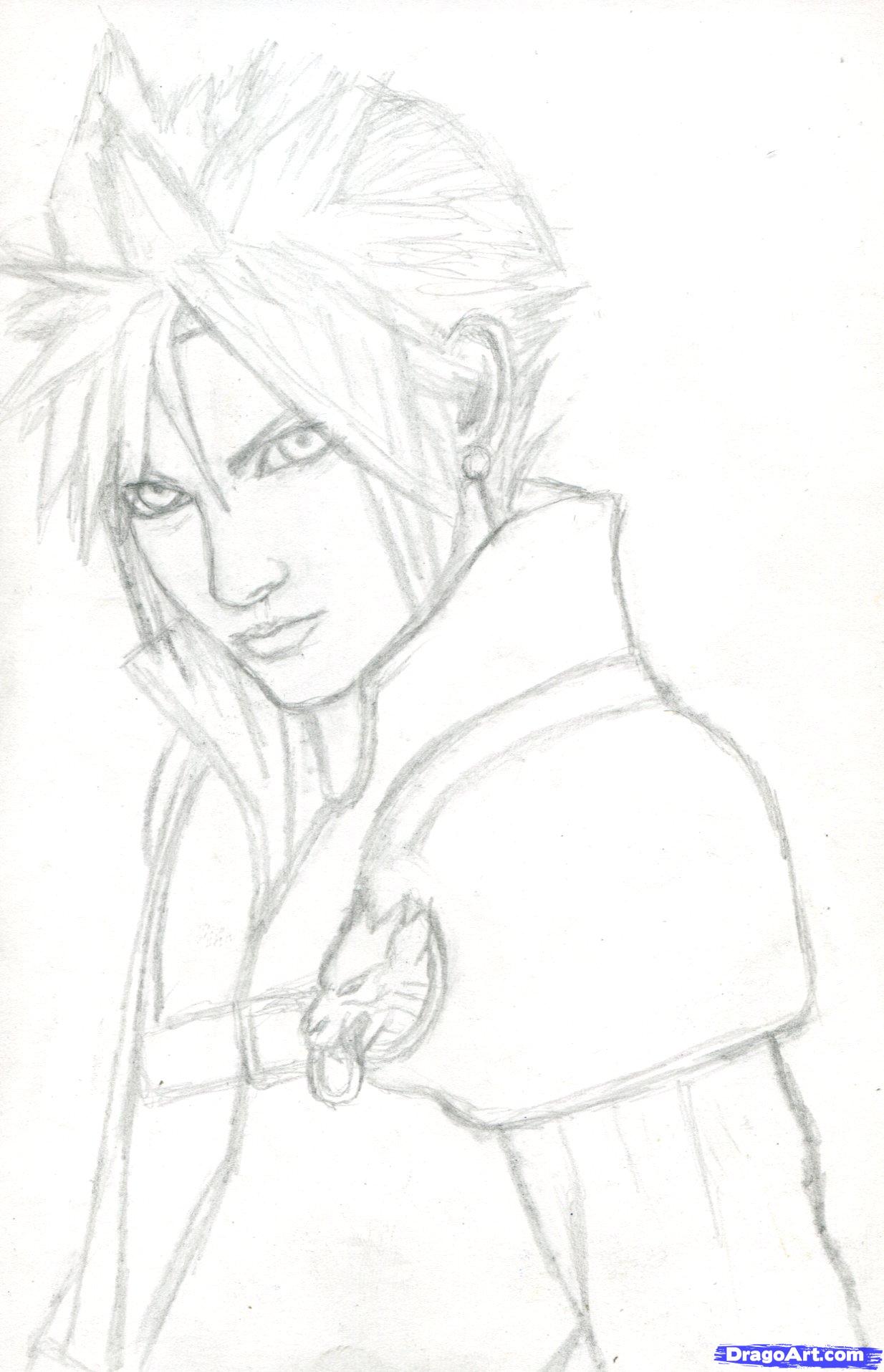 1234x1915 how to draw cloud strife, final fantasy vii, step - Final Fantasy Drawing