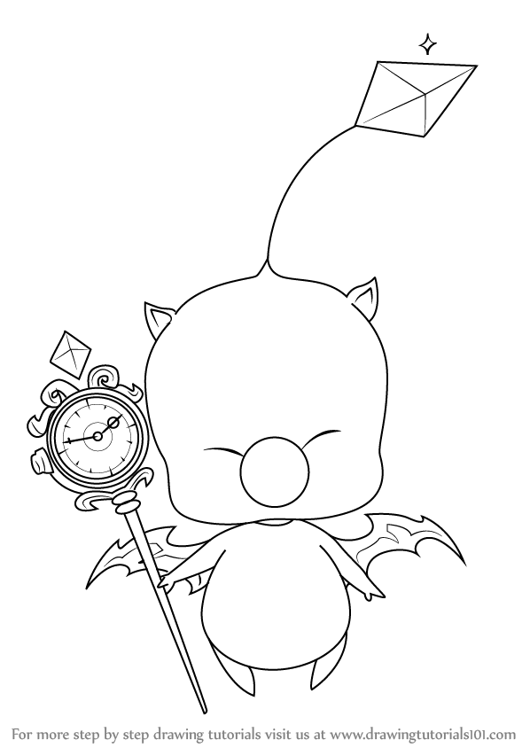 598x844 learn how to draw mog from final fantasy - Final Fantasy Drawing