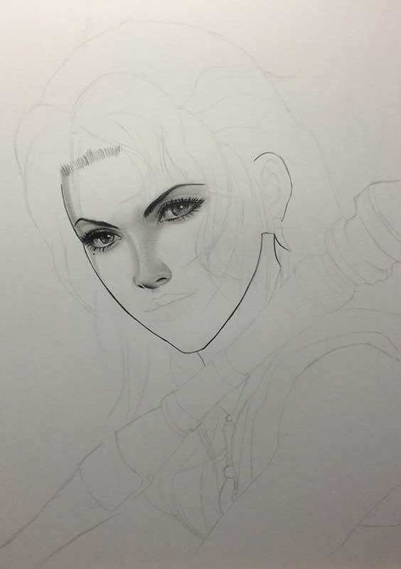 564x800 fang from final fantasy xiii pencil drawing - Final Fantasy Drawing