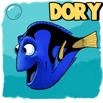 400x402 How To Draw Dory From Pixars Finding Nemo In Easy Steps Drawing - Finding Dory Drawing