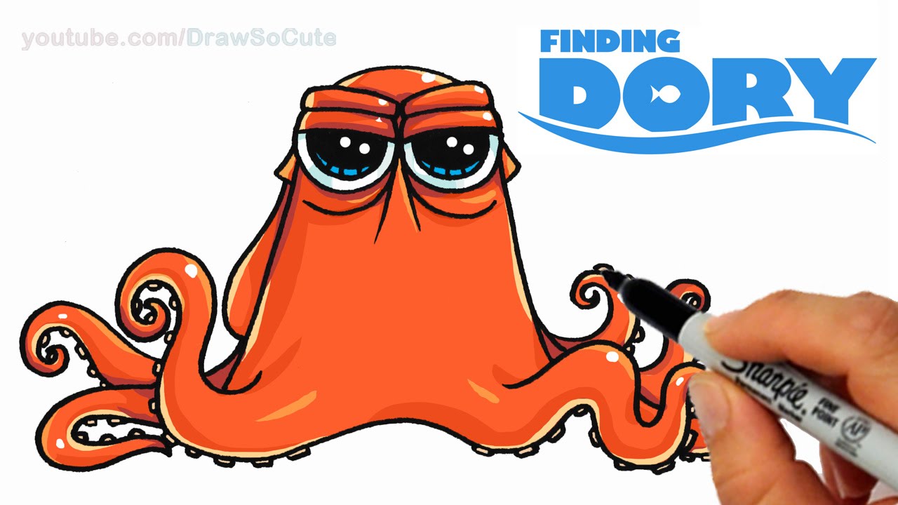 1280x720 How To Draw Hank The Octopus From 'finding Dory' Step - Finding Dory Drawing