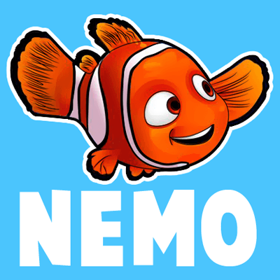 400x400 how to draw nemo from disney's finding nemo with easy step - Finding Dory Drawing