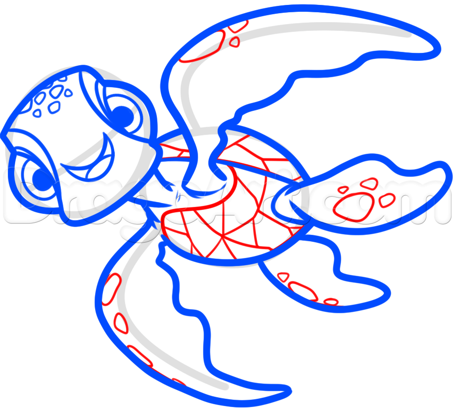 926x834 How To Draw Squirt From Finding Dory, Step - Finding Nemo Squirt Drawing