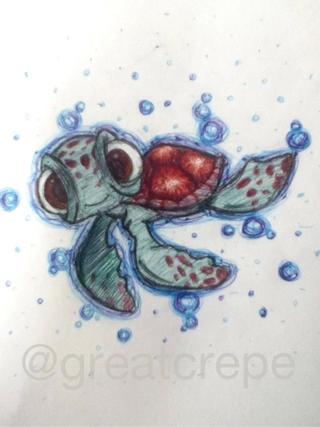 320x427 squirt from finding nemo ah drawing in only pen is difficult - Finding Nemo Squirt Drawing
