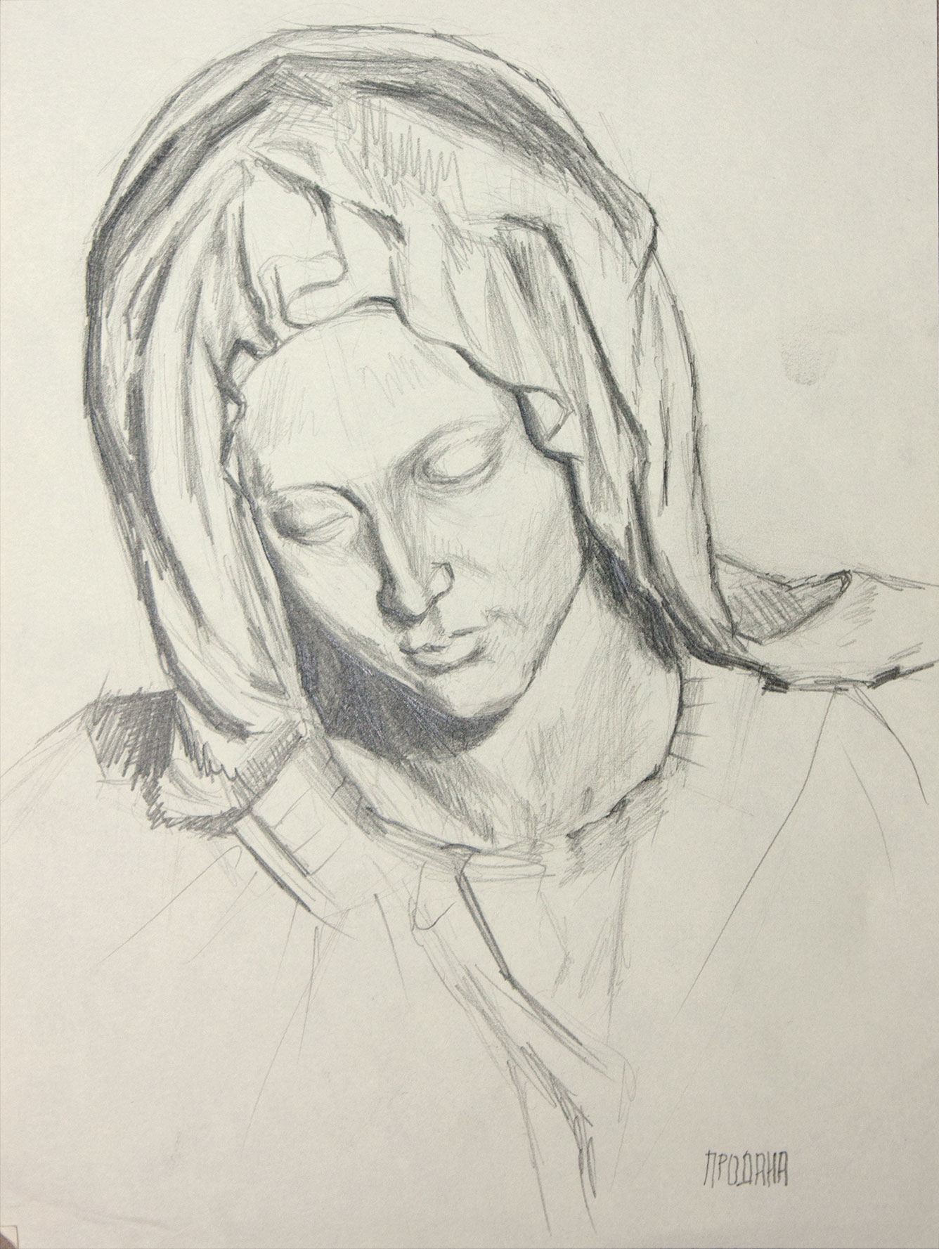 1336x1777 Pieta Detail - Fine Art Drawing